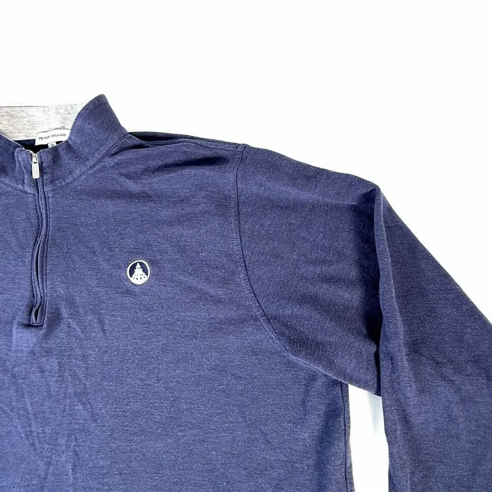 Peter Millar Pullover Sweater Mens XL 1/4 Zip Interlock Comfort Navy Prep